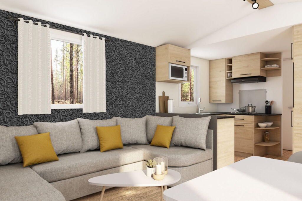 livraison gratuite stikers tapisserie à encoller motif fleurs végétal cachemir personnalisé meilleur prix mobil-home salon