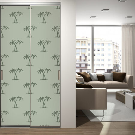 Papier peint motif cocotier tropical pas cher portes de placard pliantes