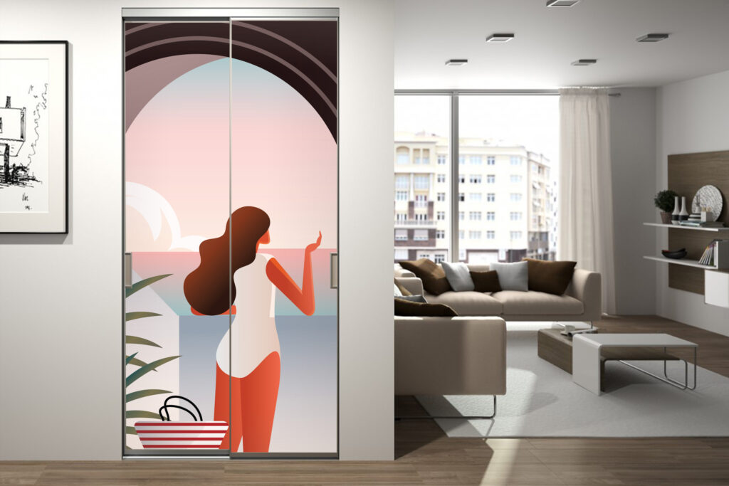 acheter fresque murale intissé trompe-l'œil pop paysage panoramique Grèce colonnes personnalisé pas cher placard entrée