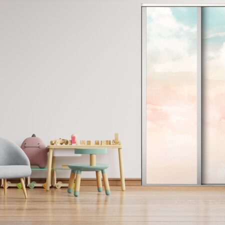 livraison rapide fresque papier peint panoramique minimaliste ciel nuage aquarelle sur mesure haut de gamme chambre petit garçon