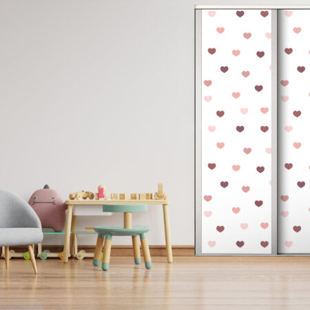 Tapisserie motif coeur décoration pas chère placard coulissant enfant