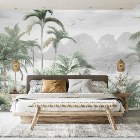 Fresque murale panoramique lac tropical tendance bon plan suite parentale