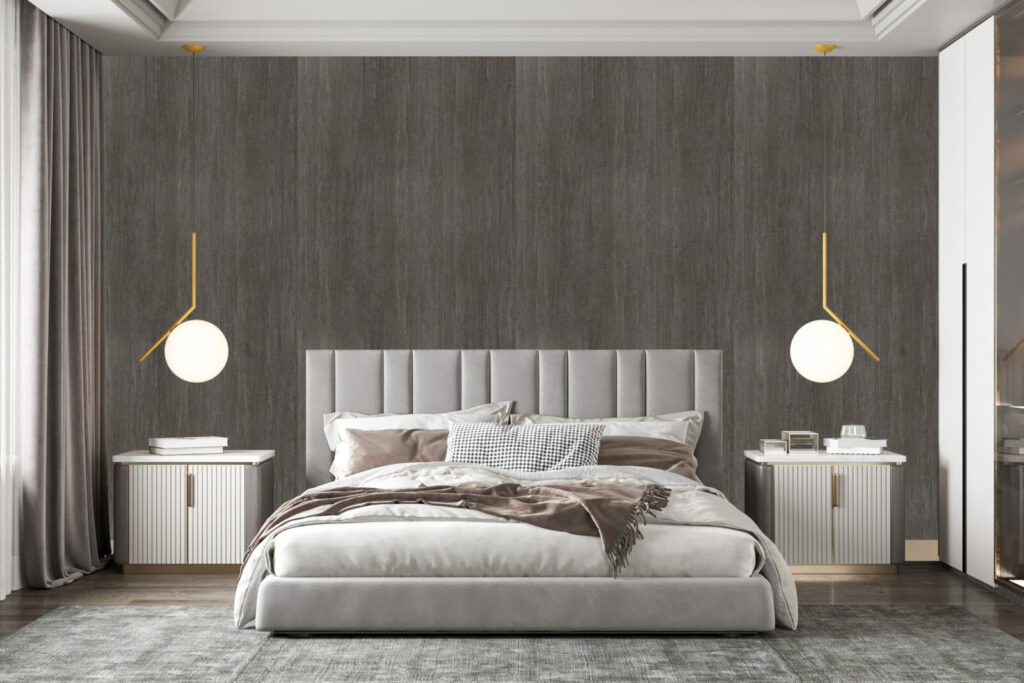 papier peint trompe l'oeil bois foncé personnalisable pas cher chambre adulte