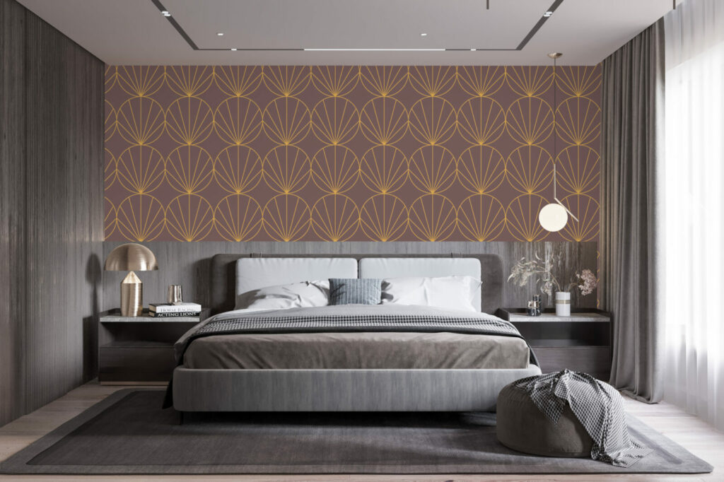 acheter papier peint vinyle motif géométrique moderne chambre adulte - rose or