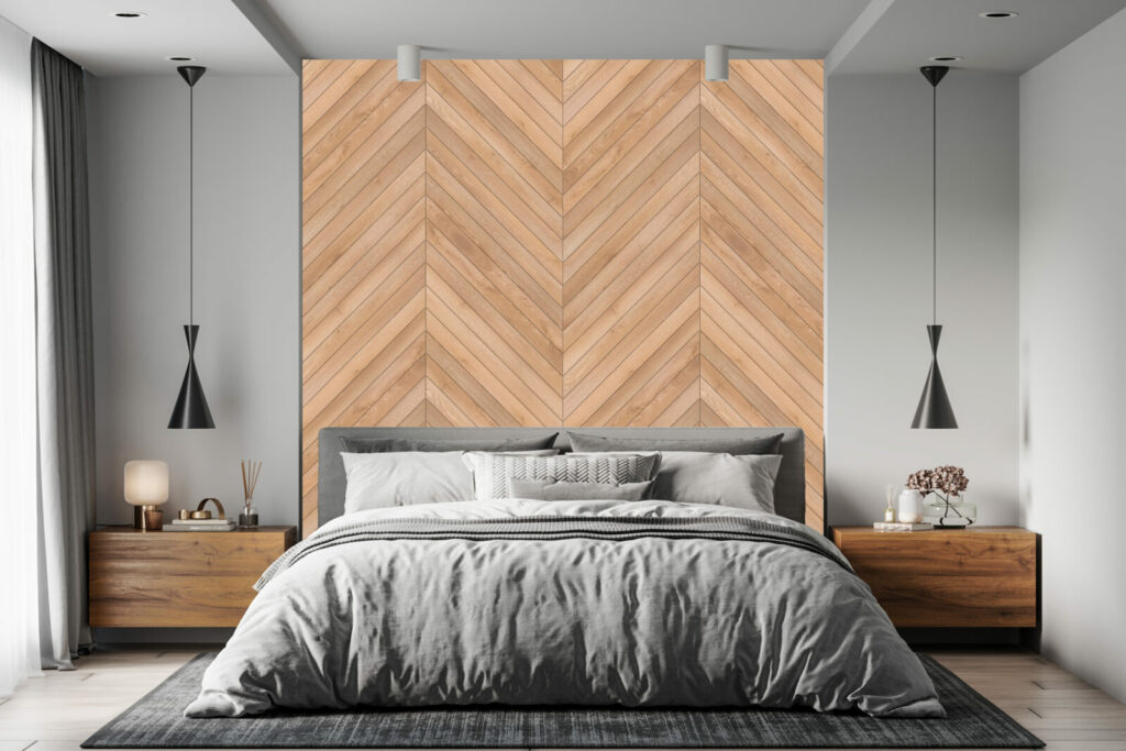 acheter tapisserie imprimé mural imitation chevrons bois personnalisé meilleur prix maison chambre suite