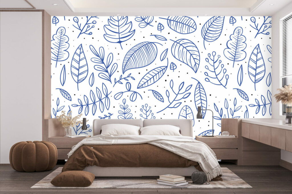 papier peint rouleau automne feuillage moins cher chambre - bleu