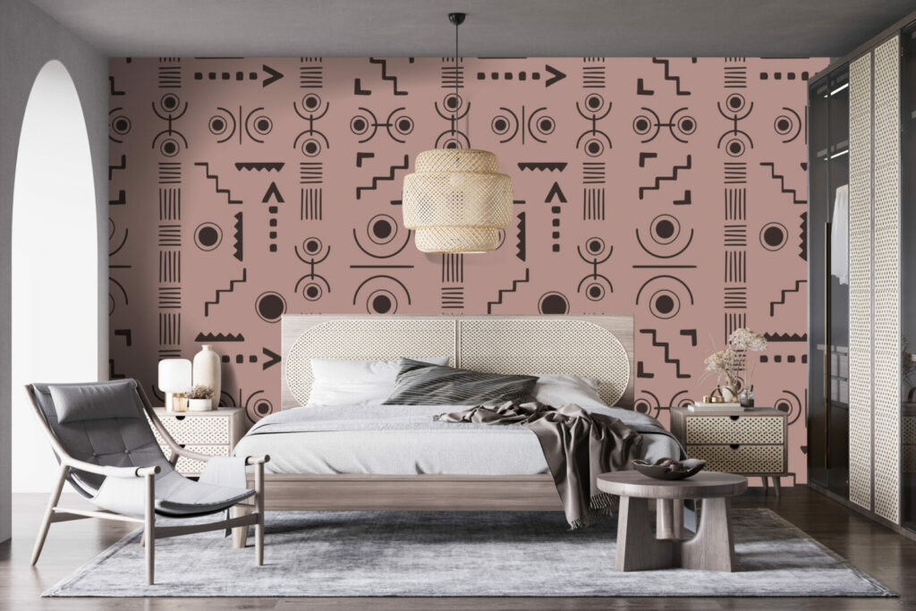 décoration murale motif ethnique moins chez wellpaper chambre adulte - rose marron
