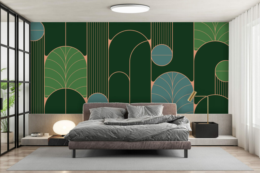 vinyle autocollant géométrique tendance coloniale personnalisable moins cher espace parentale - vert