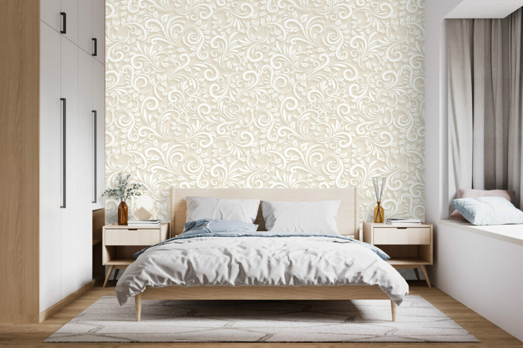 livraison gratuite stikers tapisserie à encoller motif fleurs végétal cachemir personnalisé meilleur prix maison suite parentale