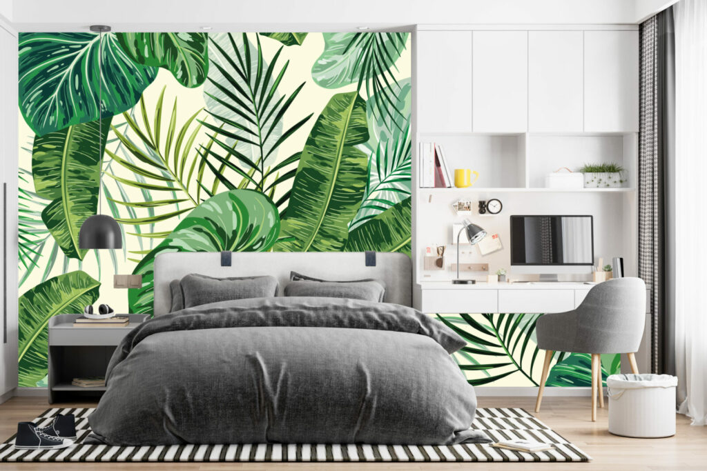 Papier peint panoramique jungle tropical tendance sur-mesure petit prix mobil-home