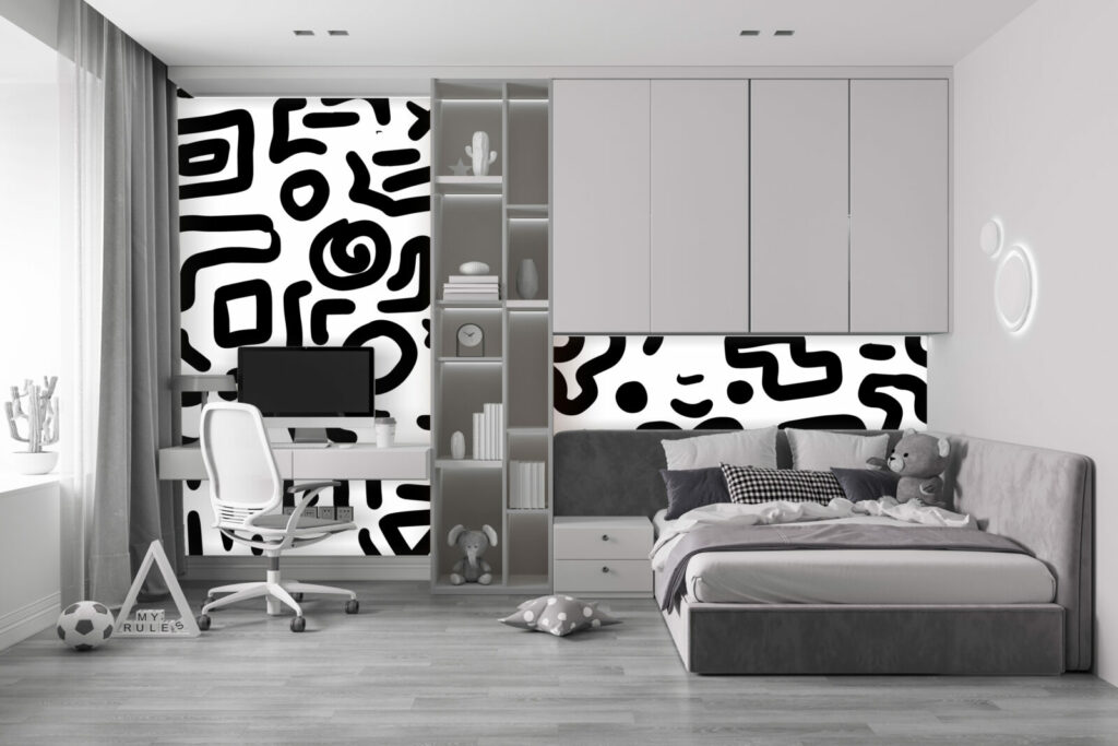 vente de collection murale abstraite tendance sur-mesure pas cher chambre - noir