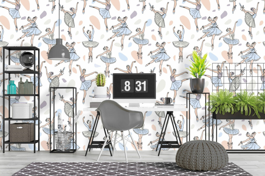 vente collection tapisserie intissé mural motif créatif ballerine sur-mesure petit prix mobil-home enfant bureau collège école