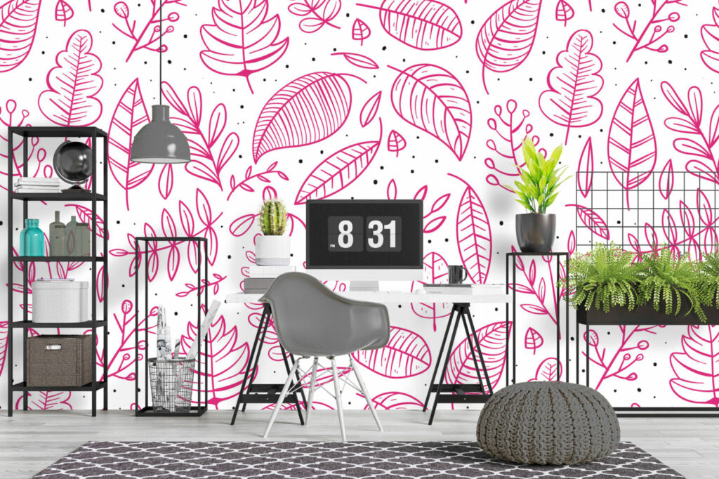 papier peint rouleau automne feuillage moins cher bureau - rose