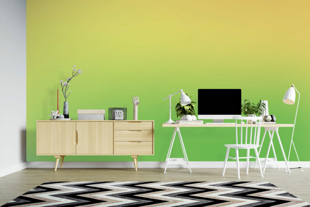 Papier peint intissé dégradé pop abordable bureau - jaune vert