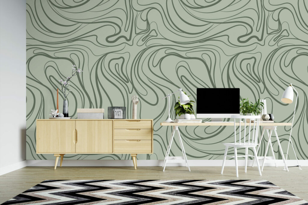 Tapisserie murale ligne abstraite moderne sur-mesure haut de gamme bureau