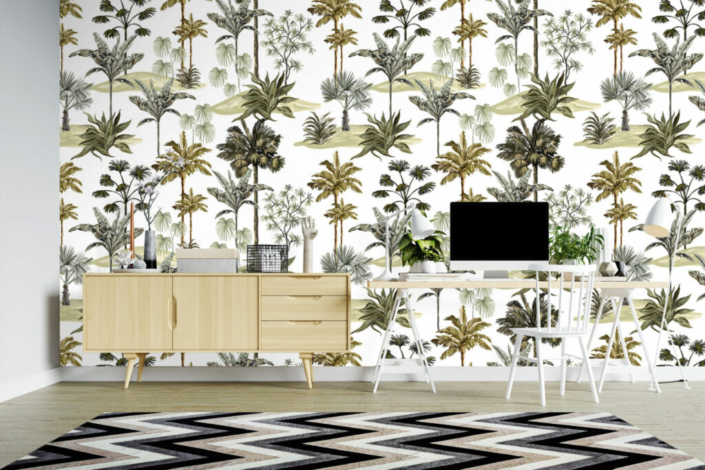 papier peint pré encollé tropical jungle personnalisable moins cher bureau