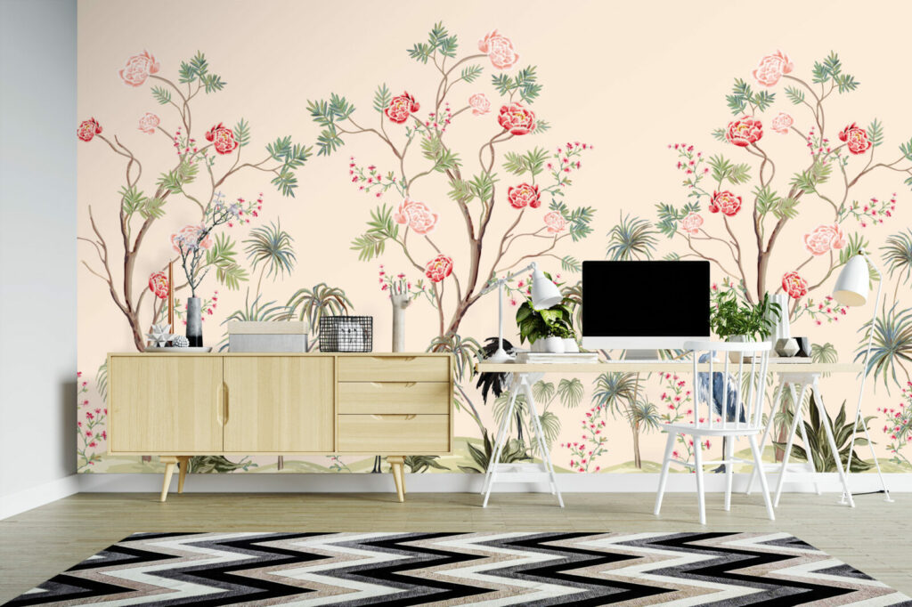 décoration murale style japendi floral tendance pas cher bureau
