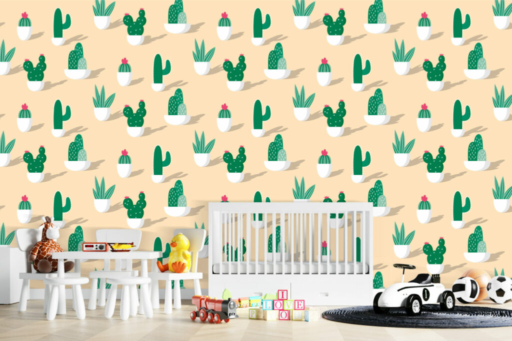livraison gratuite fresque murale tapisserie repositionnable motif cactus et fleur Mexique sur-mesure meilleur prix maison chambre enfant salle de jeux