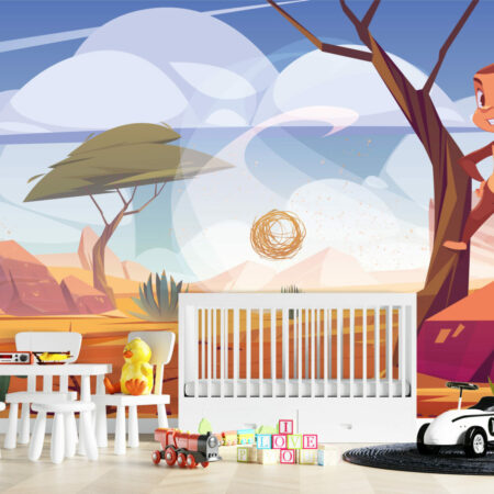 acheter tapisserie fresque pré encollée paysage panoramique singe savane désert personnalisable pas cher maison salle de jeux chambre enfant bébé