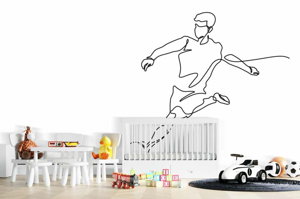 papier peint vinyle joueur de football - noir