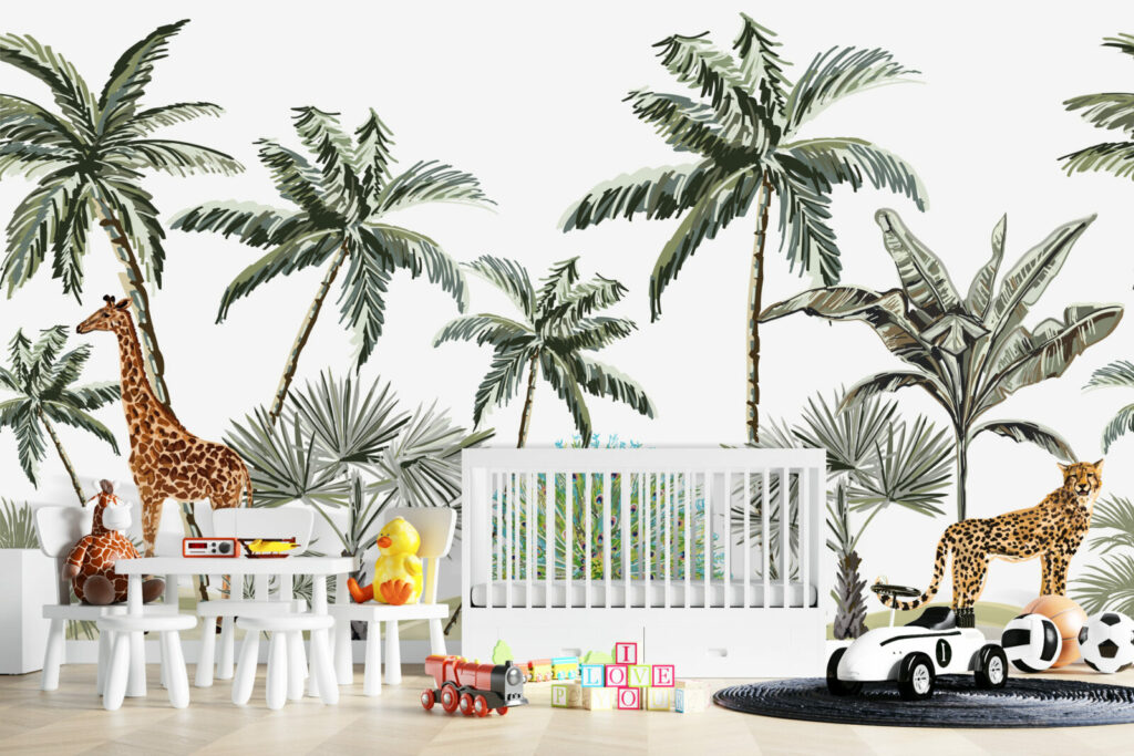 tapisserie repositionnable safari jungle tendance pas cher chambre bébé