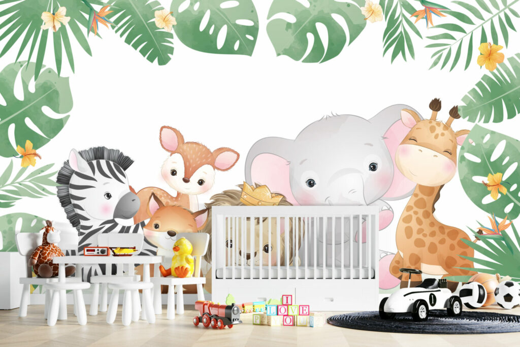 collection murale pré encollé animaux de la jungle tropical haut de gamme chambre tout petit