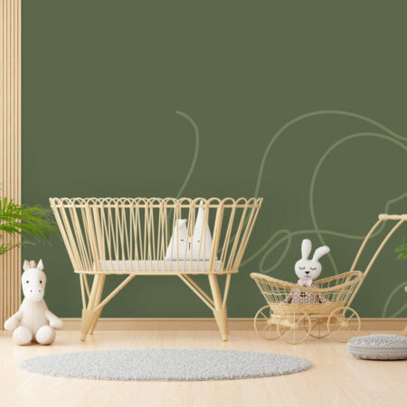 tapisserie autocollante original éléphant minimaliste XXL pas cher chambre bambin - kaki