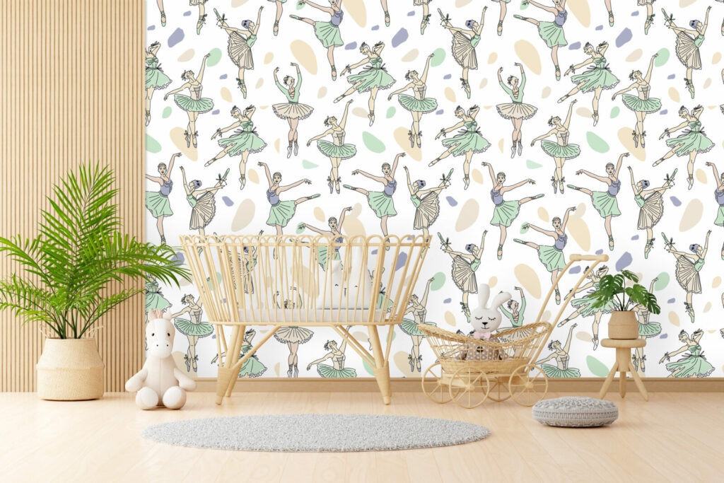 vente collection tapisserie intissé mural motif créatif ballerine sur-mesure petit prix mobil-home enfant salle de jeux