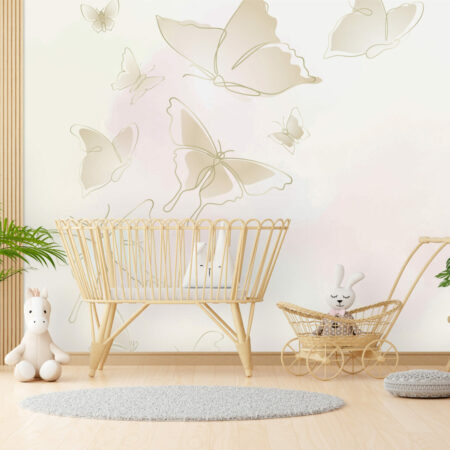 stickers mural repositionnable papillons abordable chambre nouveau né - beige