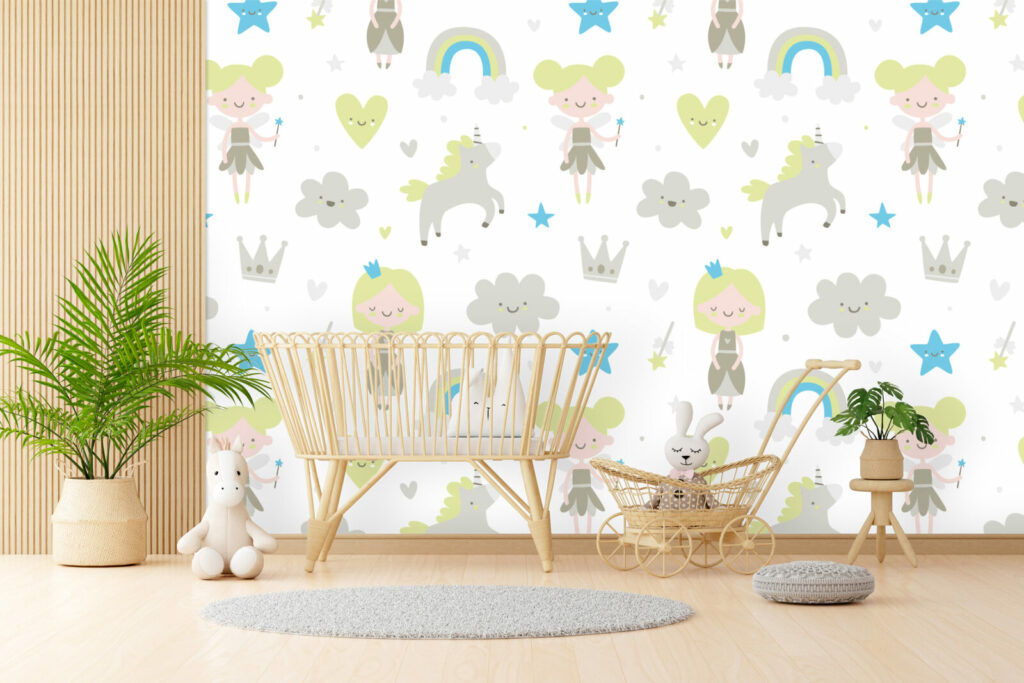 vente Papier Peint pré encollé Enfant fée Personnalisé pas cher maison chambre bébé salle de jeu