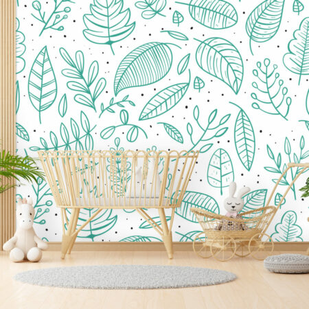 papier peint rouleau automne feuillage moins cher chambre nouveau né - vert