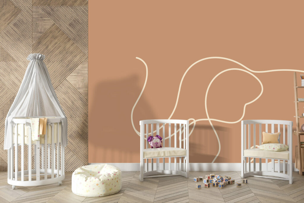 tapisserie autocollante original éléphant minimaliste XXL pas cher chambre nouveau né - marron