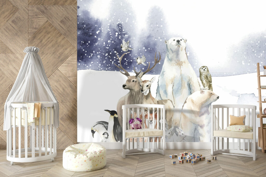 Tapisserie mural paysage polaire pour enfant original au meilleur prix chambre nouveau né