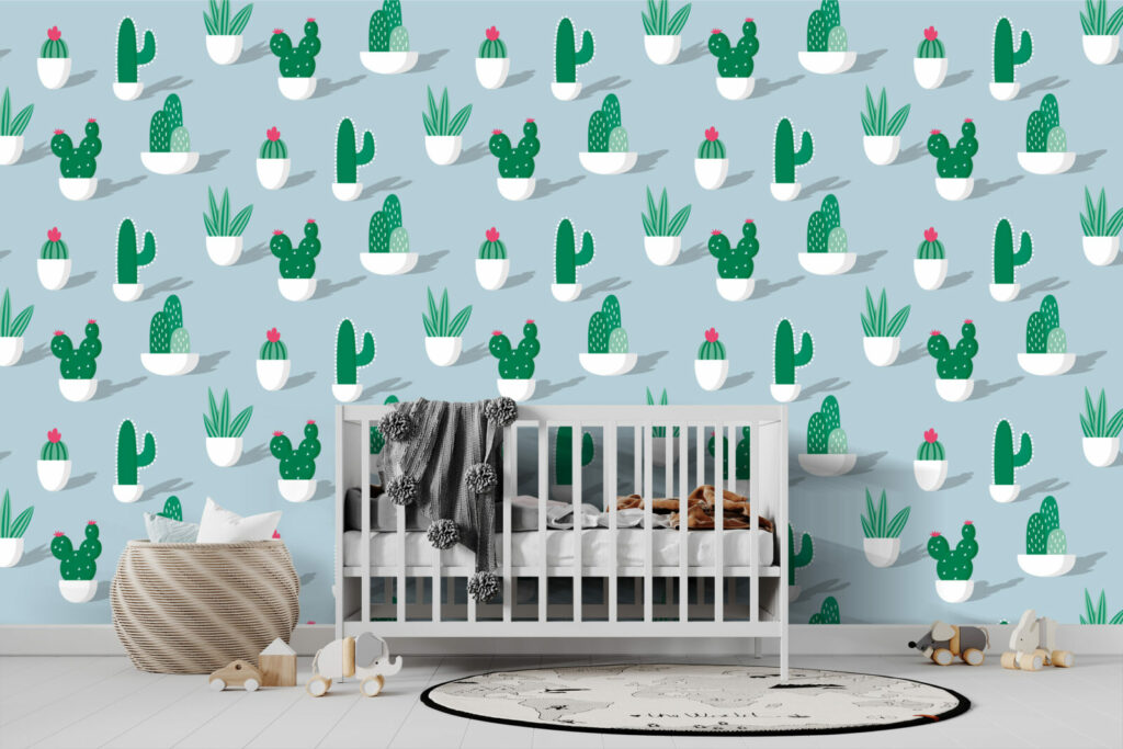 livraison gratuite fresque murale tapisserie repositionnable motif cactus et fleur Mexique sur-mesure meilleur prix maison chambre enfant bébé