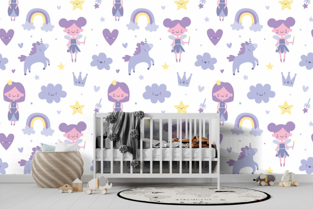 vente Papier Peint pré encollé Enfant fée Personnalisé pas cher maison chambre bébé