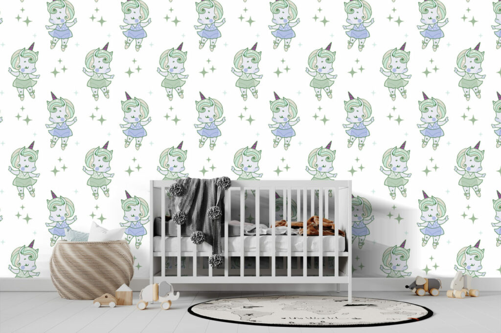 tapisserie murale enfantine motif licorne magique et créatif au meilleurs prix chambre bébé