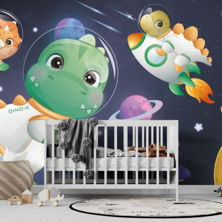 vente papier peint panoramique autocollant paysage espace dinosaure fusée sur-mesure haut de gamme chambre enfant bébé garçon