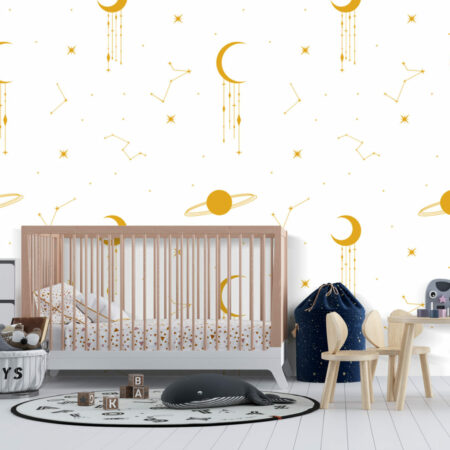 Créations murales personnalisable Galaxy intemporel pas cher chambre bébé - ocre