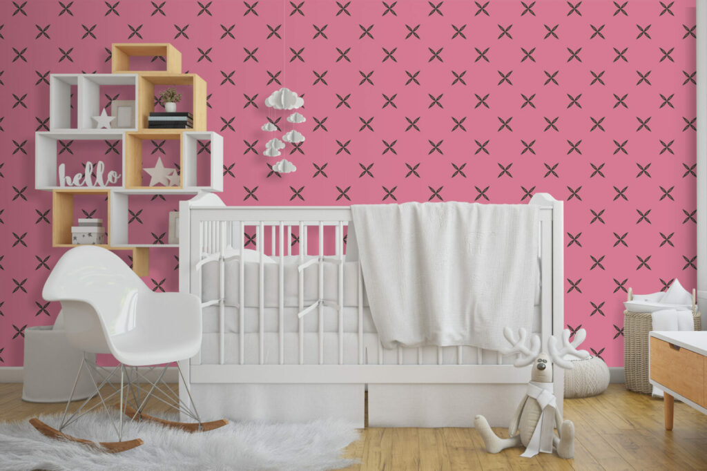 Papier peint imprimé floral bon marché chambre bébé - rose