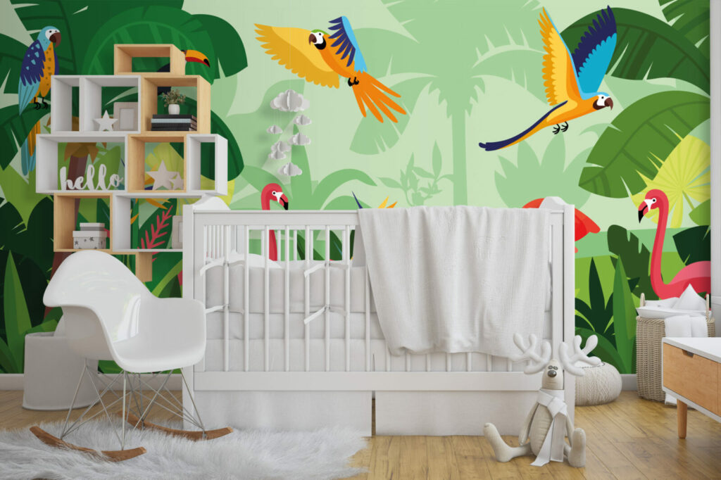 décoration murale paysage tropical jungle pour enfant au meilleur prix chambre bébé