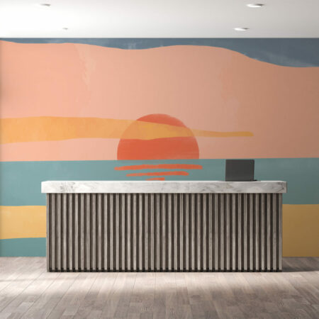 tapisserie textile autocollant design Sunset minimaliste pas cher réception hôtel