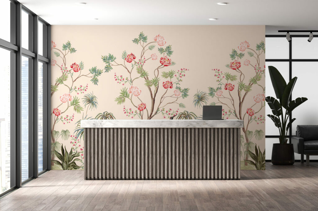 décoration murale style japendi floral tendance pas cher accueil entreprise