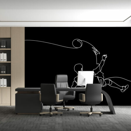 papier peint intissé joueur de foot Bureau - noir