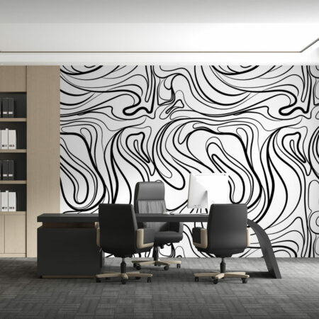 Tapisserie murale ligne abstraite moderne sur-mesure haut de gamme bureau entreprise
