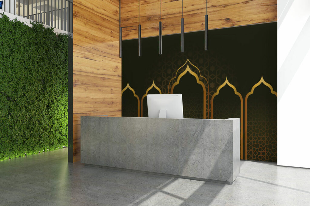 tapisserie murale panoramique oriental haut de gamme accueil - kaki