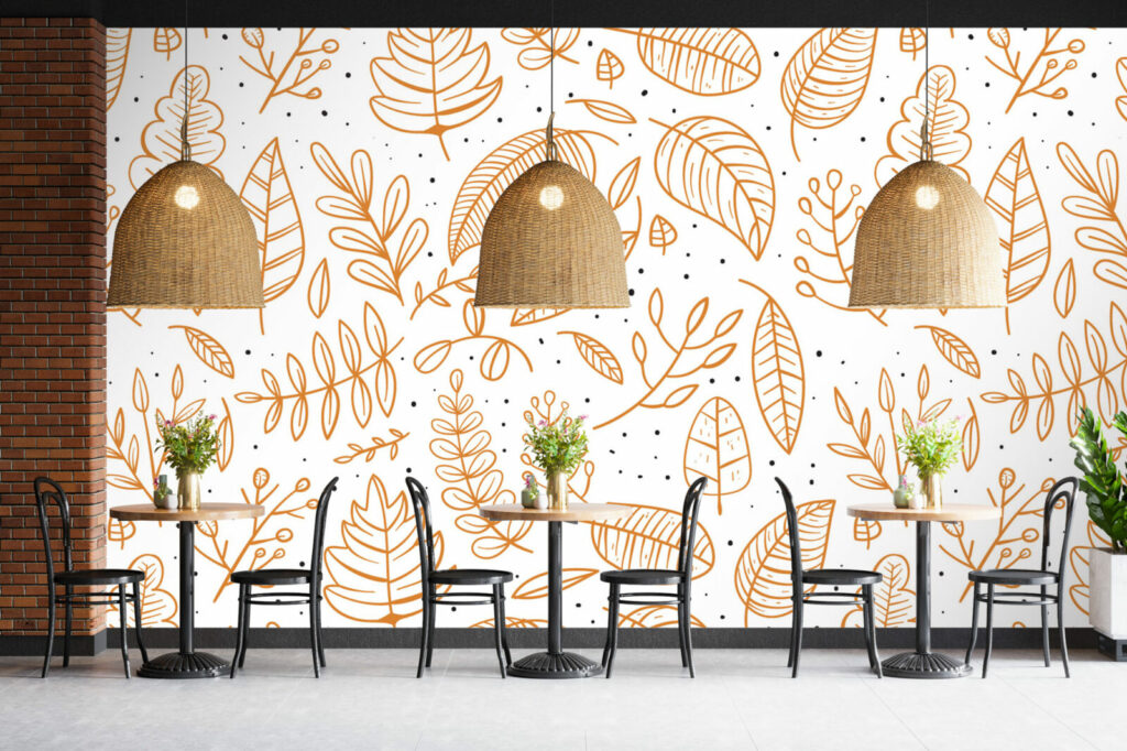 papier peint rouleau automne feuillage moins cher entreprise - orange