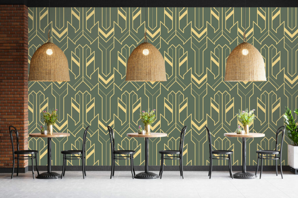 décoration murale géométrique moderne pas cher restaurant - kaki or