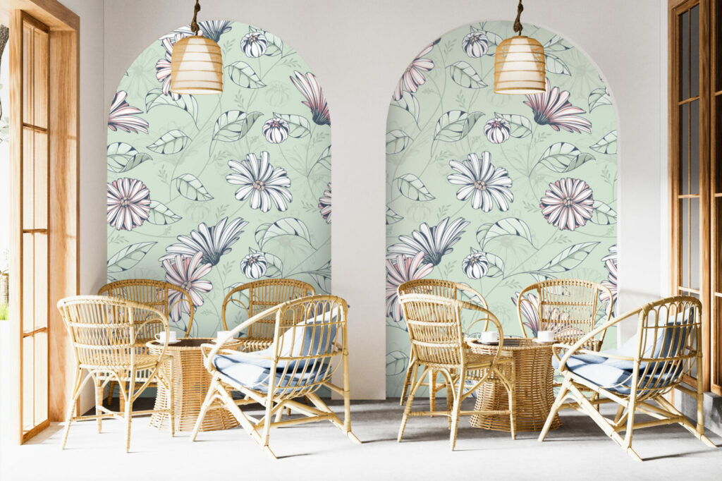 vente papier peint pré encollé motif fleurs aquarelle personnalisable haut de gamme