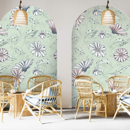 vente papier peint pré encollé motif fleurs aquarelle personnalisable haut de gamme