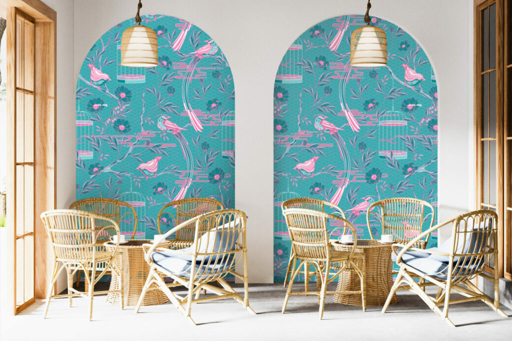 papier peint mural créatif oiseau du paradis livraison gratuite salon de thé